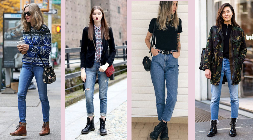 calça jeans com coturno feminino
