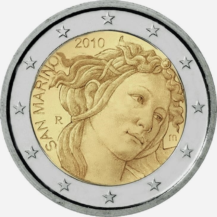 2 Euro Commemorative Coins San Marino 2010 Sandro Botticelli