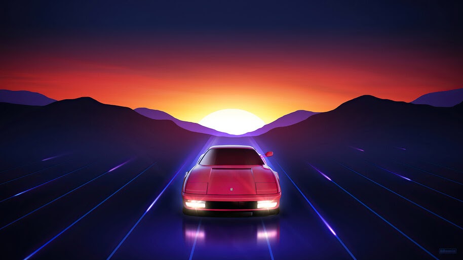 Ferrari, Sports Car, Sunrise, Digital Art, 4K, #4.3066