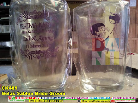 jual Gelas Sablon Bride Groom