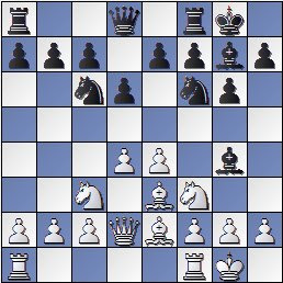 Posición de la partida de ajedrez Ramón Crusi Moré - John Armstrong después de 8. Dd2