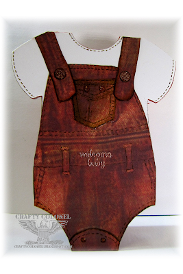 CraftyColonel Donna Nuce, Club Scrap Dungarees digital kit, Baby Boy Card