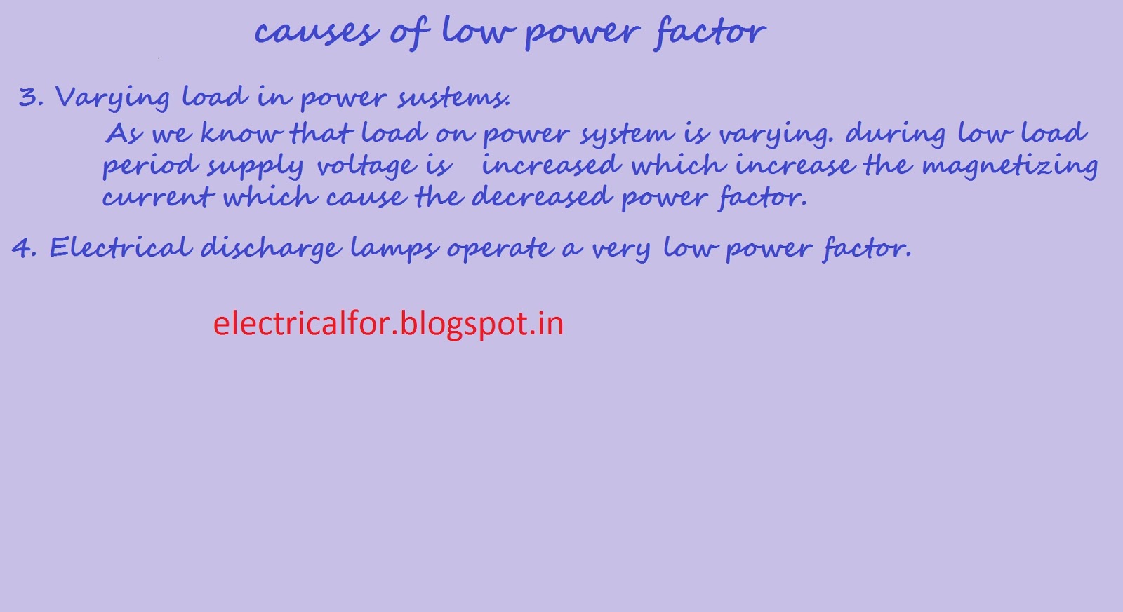 Basic Electrical Engineering causes of low power factor