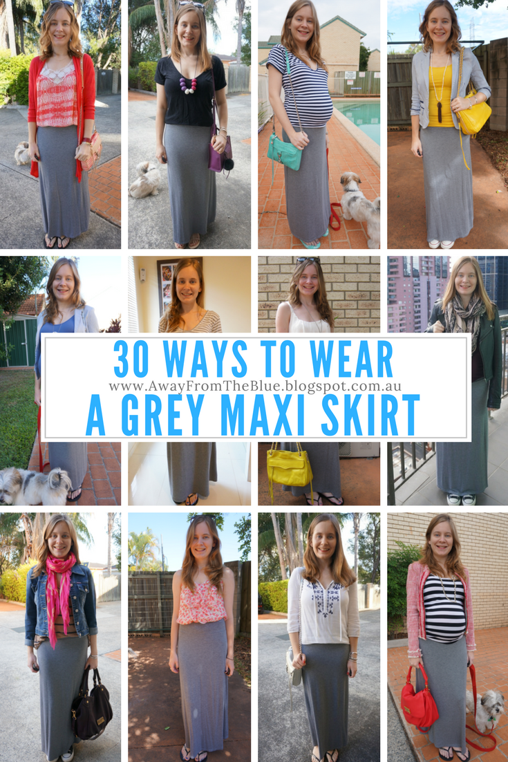 From Blue | Aussie Mum Style, Away From The Blue Jeans Rut: Ways Wear a Grey Maxi Skirt: #30Wears Challenge Outfits