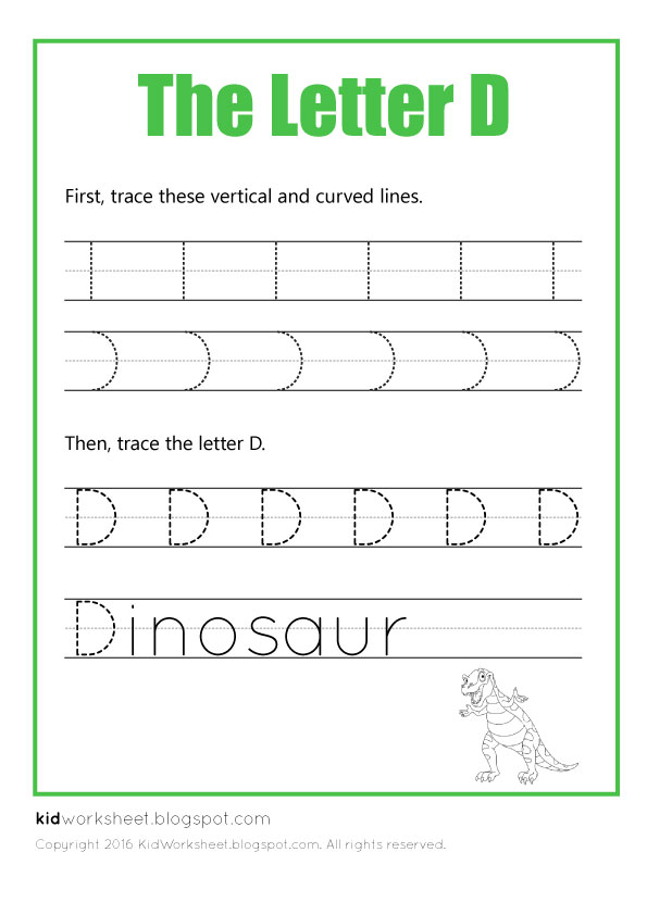 Free Worksheet: Tracing Letter D - Worksheets for Kids