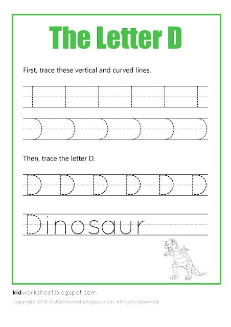 Free Worksheet: Tracing Letter D - Worksheets for Kids