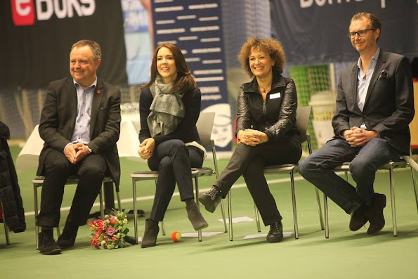 Crown Princess Mary of Denmark attended the Childrens Aid Day tennis-events with Caroline Wozniacki in Frederiksberg