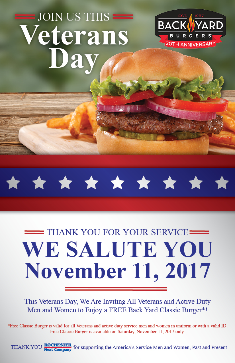 Back Yard Burgers Serving Free Classic Burgers To Military This