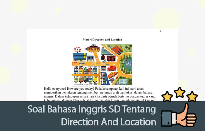Soal Bahasa Inggris Sd Tentang Direction And Location Soal Bahasa Inggris