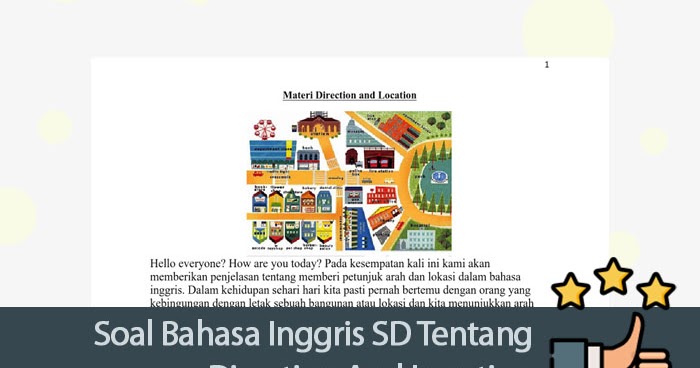 Soal Bahasa Inggris SD Tentang Direction And Location