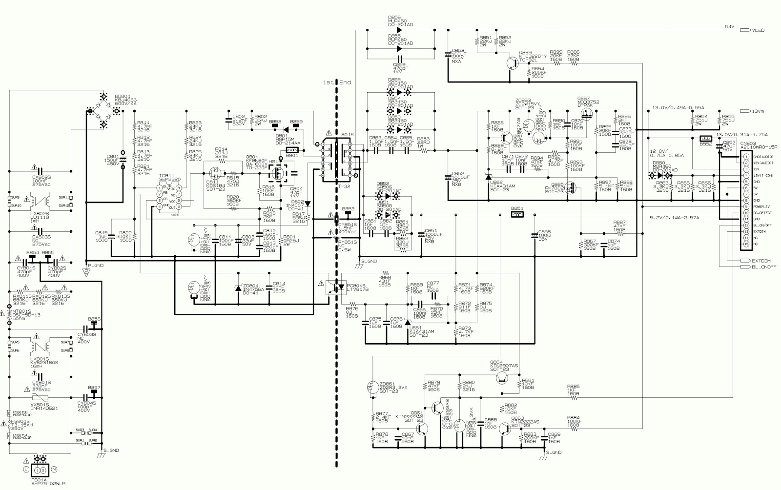 Schematic Diagrams: TOSHIBA 39L2300 – TOSHIBA 32L2300 – SMPS Circuit