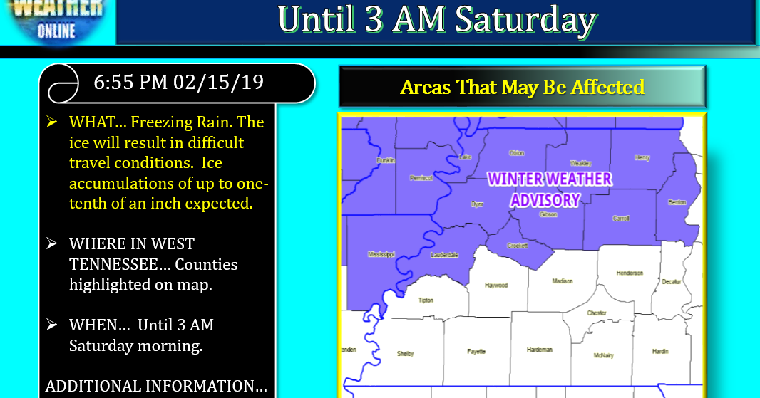 West Tennessee Weather Online UPDATE...Winter Weather Advisory...More