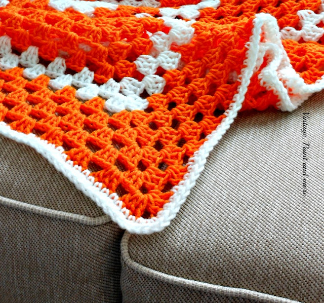 Vintage, Paint and more... afghan crocheted in a simple granny square pattern