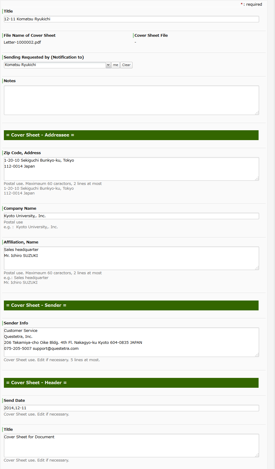 Workflow Sample Labor Saving of Mailing Work, the Backend for it