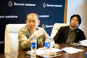Shenmue 3 director Yu Suzuki (left) and animation producer Hiroaki Takeuchi (right)