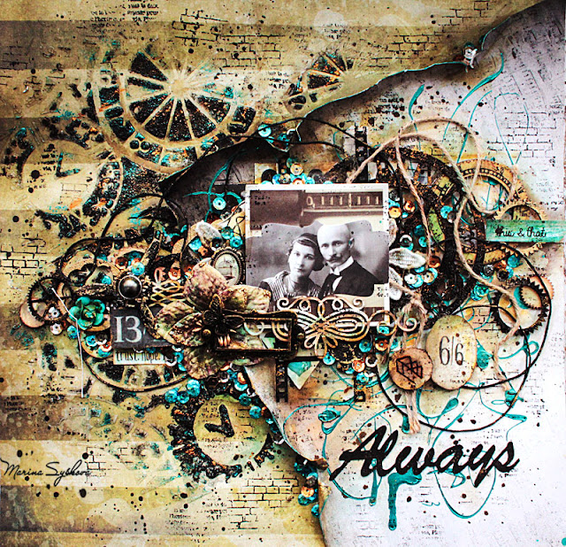 @marinasyskova #scrap #scrapbooking @7dotsstudio #mixedmedia #lo #layout #vintage