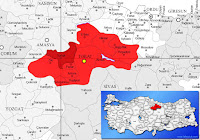 Turhal ilçesinin nerede olduğunu gösteren harita.