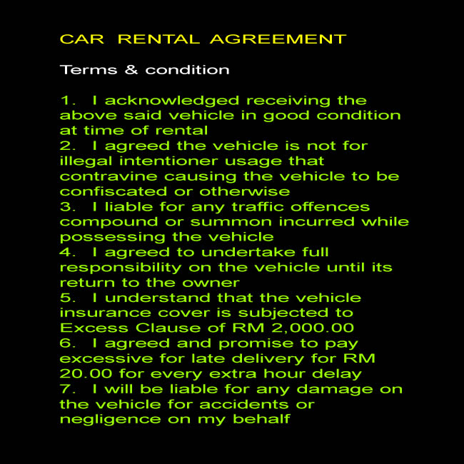 easycar CAR RENTAL AGREEMENT