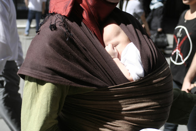 Baby-wearing on Istiklal Street.