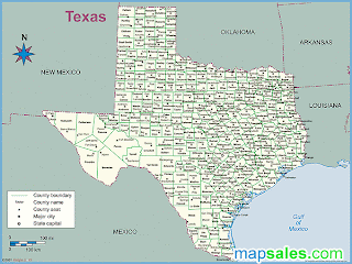 Texas Map with Counties Outline