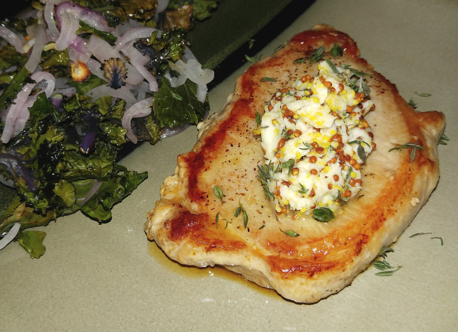 Rebecca's Amazing Creations Pork with Mustard Thyme Butter and Roasted