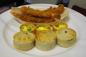 High Tea at the Intercontinental - Rialto: crumbed prawn, beef pie and asparagus quiche