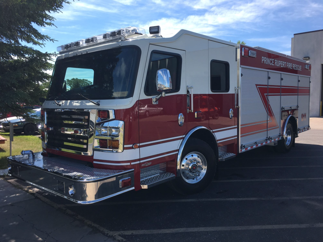 North Coast Review Prince Rupert Fire/Rescue pumper on its way to the