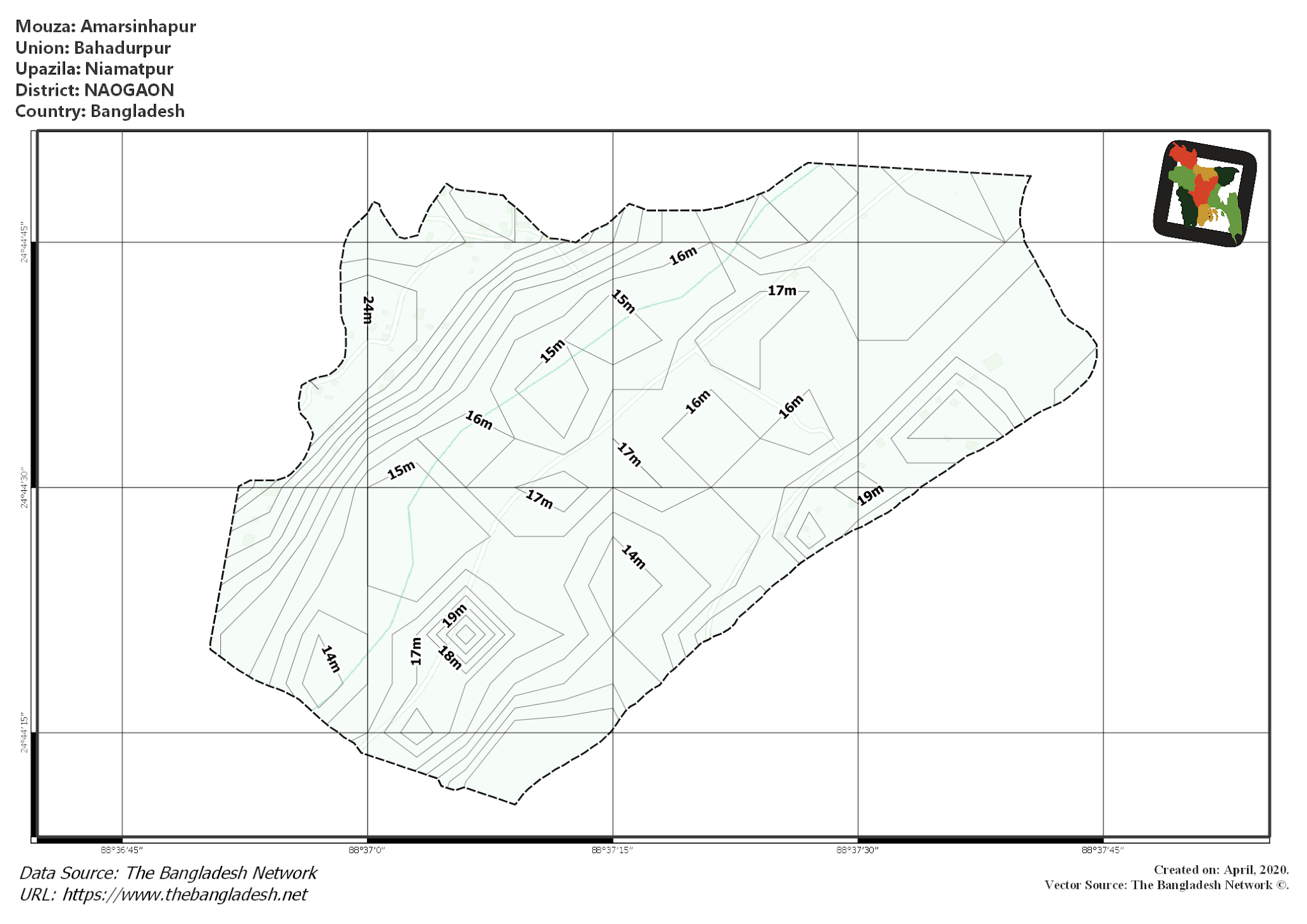 Map of Amarsinhapur Mouza of Niamatpur Upazila, NAOGAON, Bangladesh.