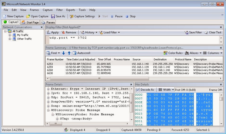 Microsoft Network Monitor Screenshot