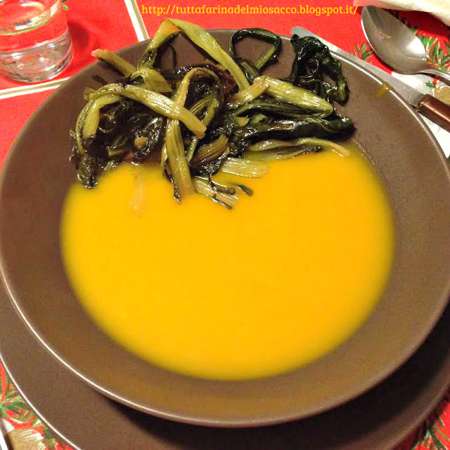 zuppa di zucca con cicoria saltata