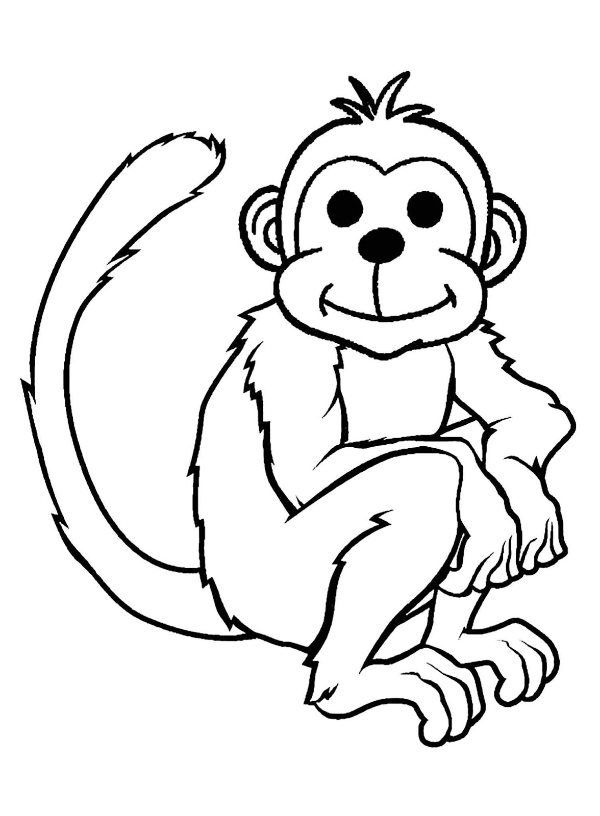 Tranh tô màu con khỉ ngồi nhìn