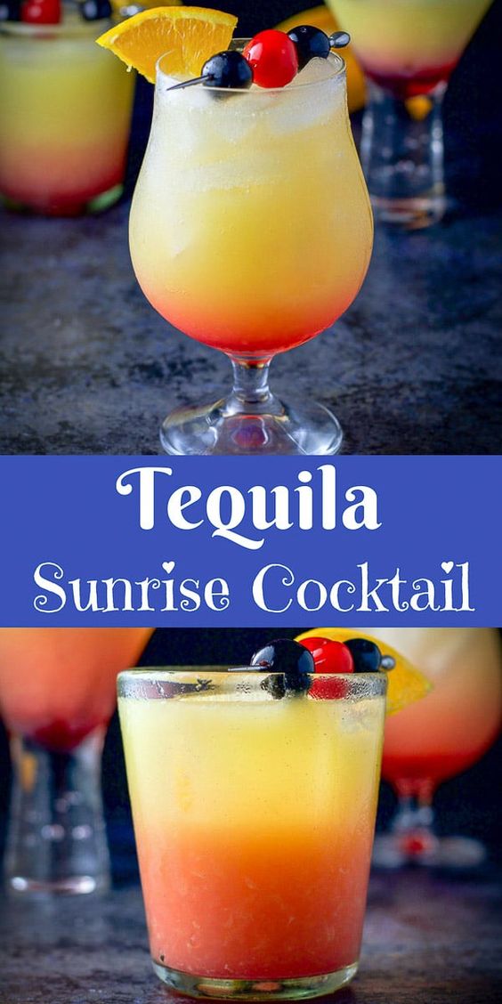 Tequila Sunrise Cocktail VARIOUS RECIPES MOM'S