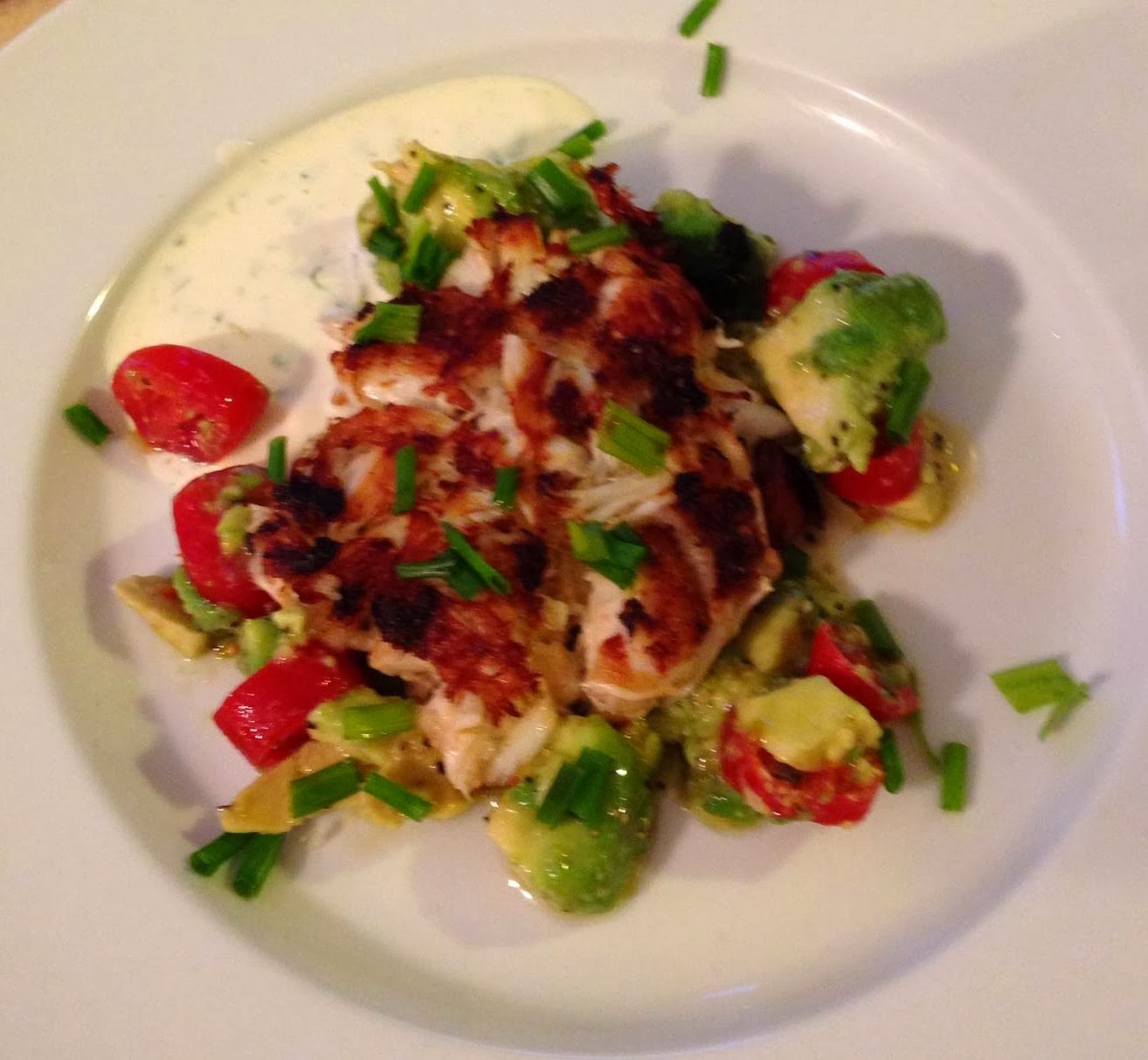 Bernadette's granddaughter Jacques Pepin's CRAB CAKES AND AVOCADO SALAD.