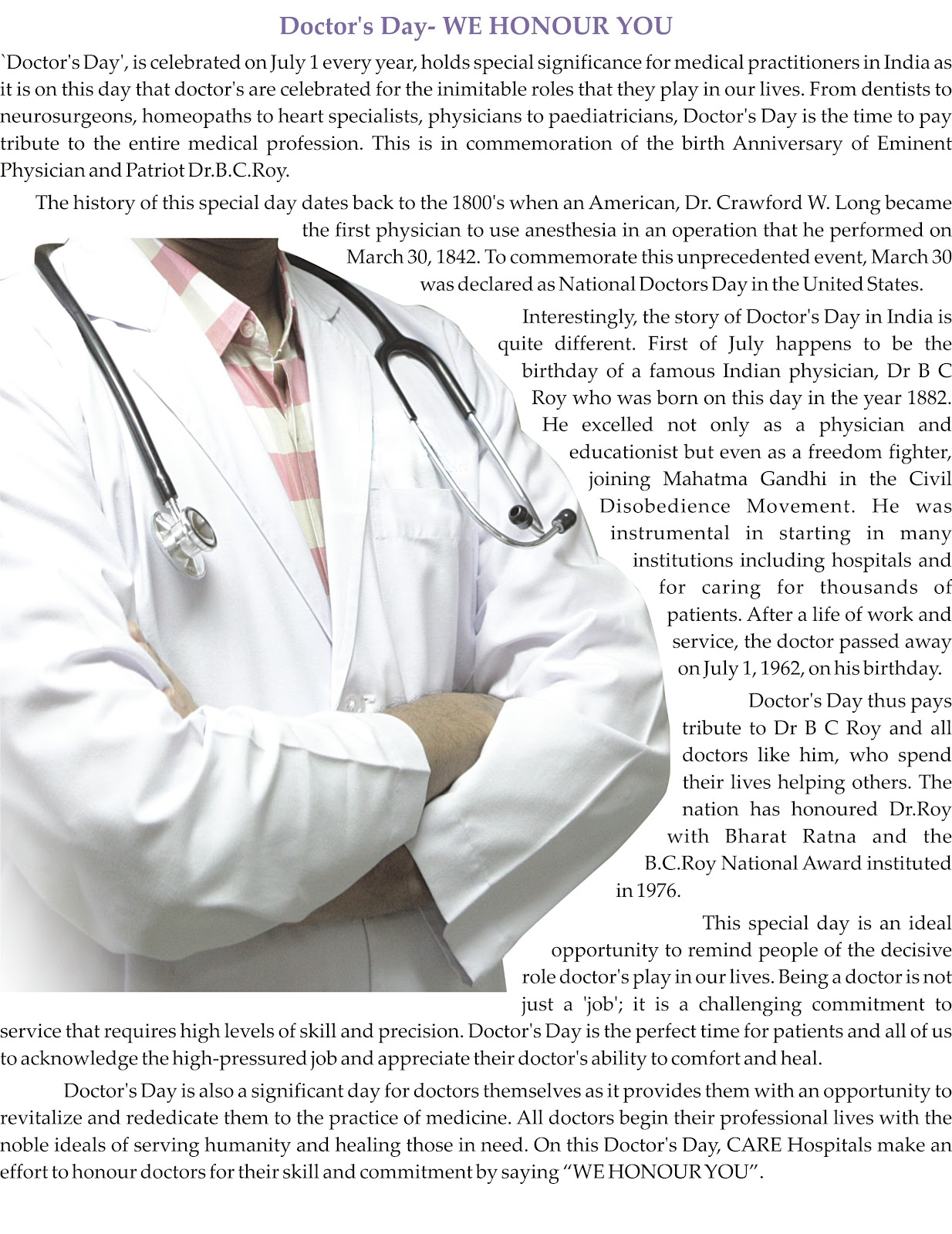 CARE Hospitals Happy Doctor's Day