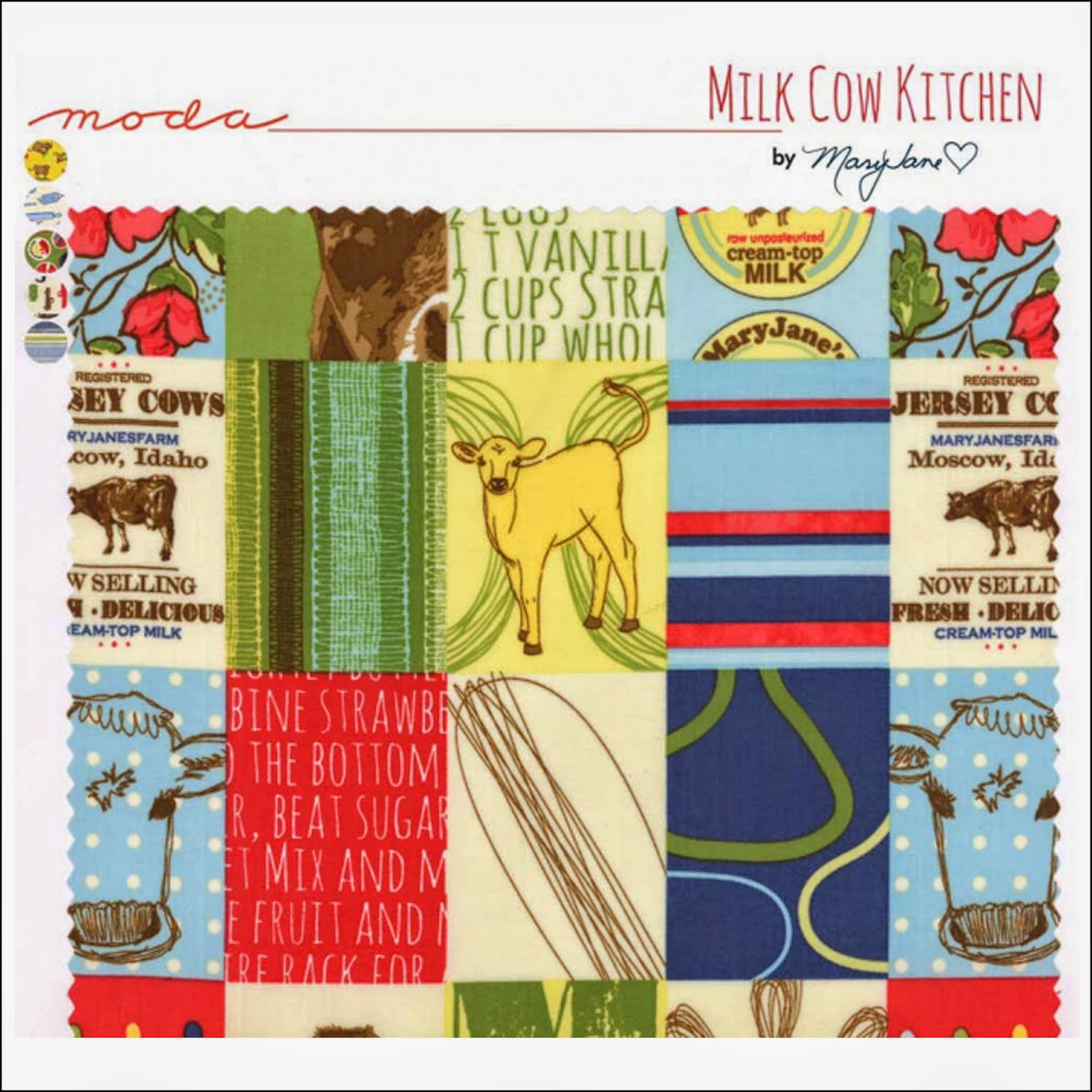 Crazy Quilt Girl Fabric Shop Moda MILK COW KITCHEN Fabric