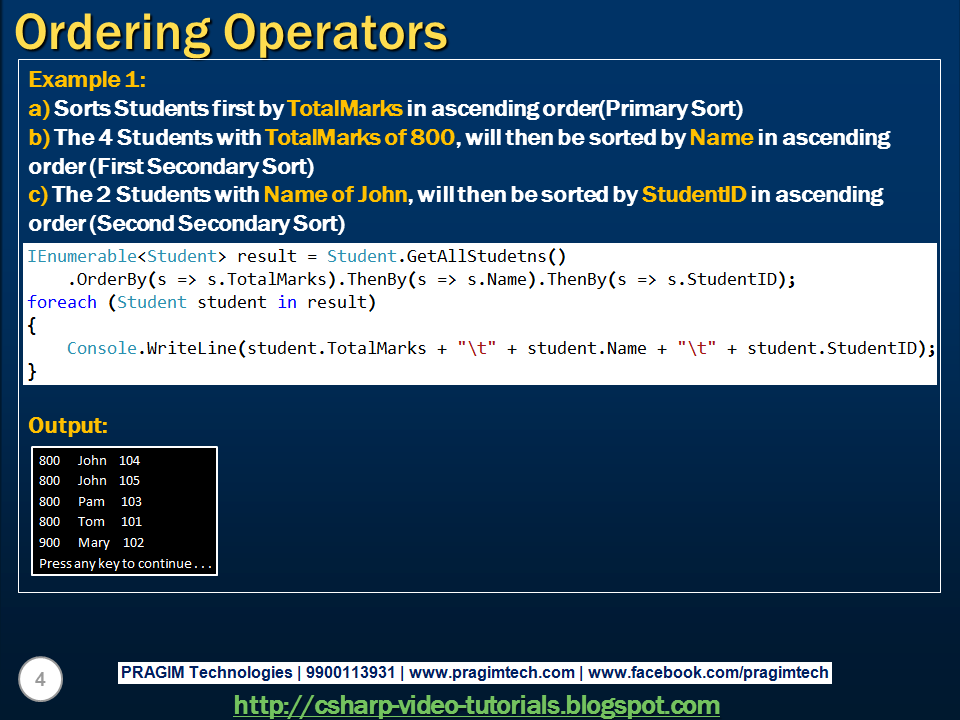 Sql Server And C Video Tutorial Part 11 Ordering Operators In 