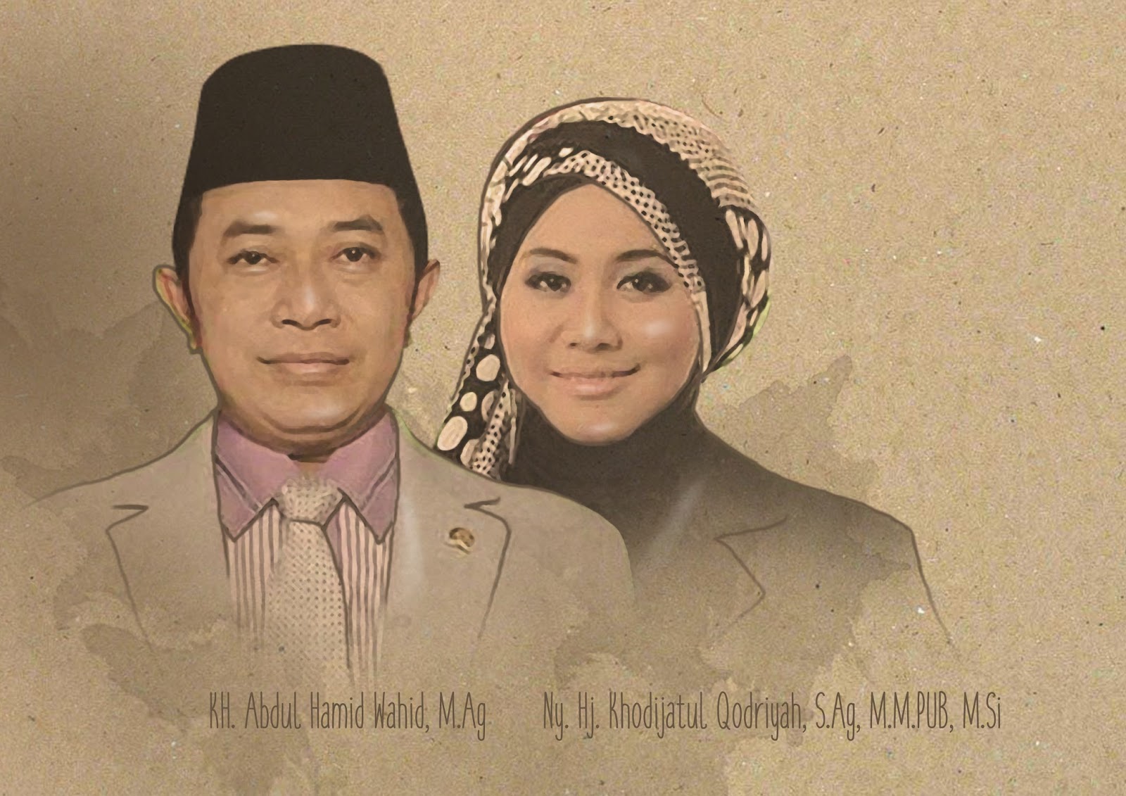 Sketch Paiting KH. Abdul Hamid Wahid, M.Ag &amp; Ny. Hj