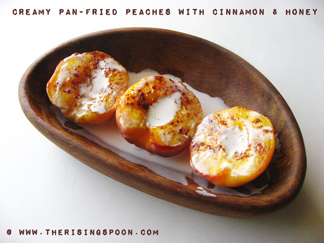 Creamy Pan-Fried Peaches with Cinnamon & Honey Recipe (Dairy-Free)