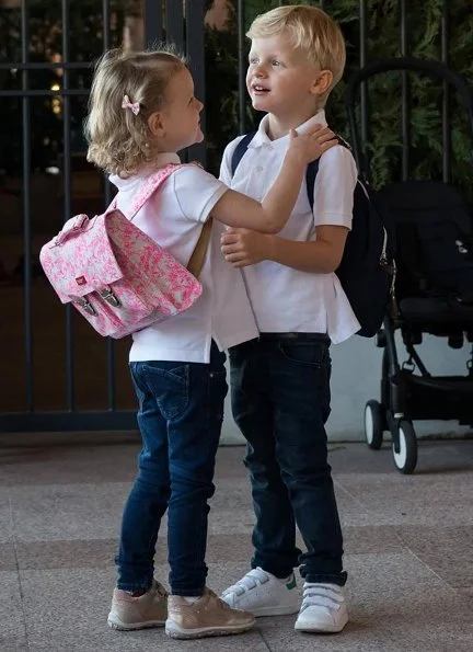 Princess Charlene of Monaco shared photos of Prince Jacques and Princess Gabriella at L'école maternelle (Pre-school)