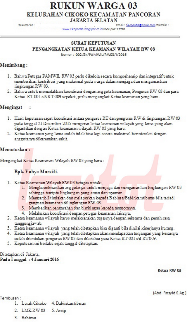 CIKOPAN86: Surat Keputusan Pangangkatan Ketua Keamanan 