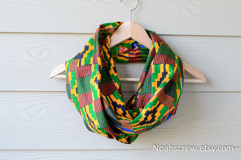 Noah's Crew Kente and Ankara African wax print scarves/snoods/cowls