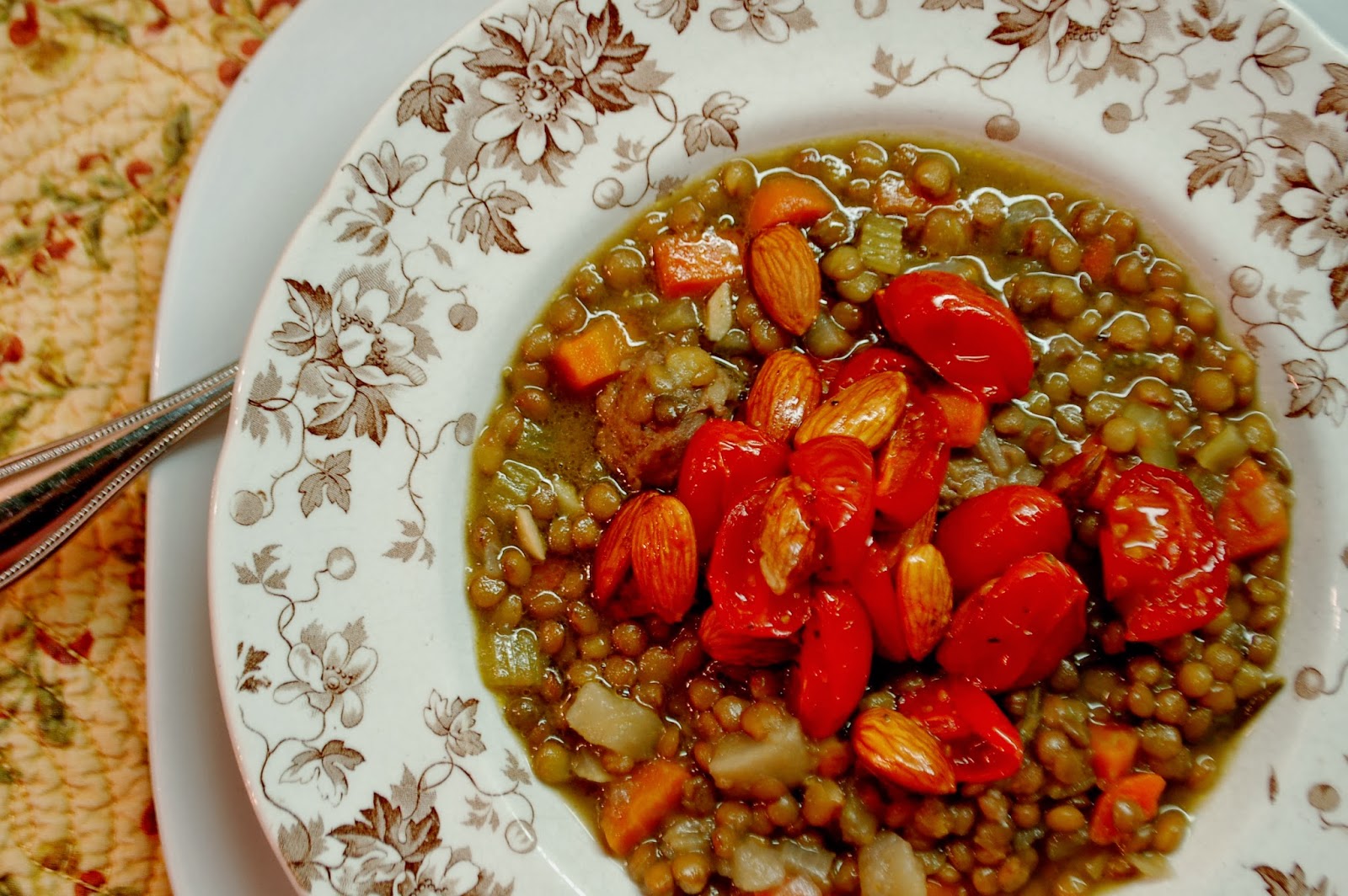 The Spice Garden Lentil Stew with Roasted Tomatoes and Spiced Almonds
