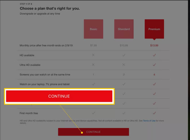 اختيار plan لحساب نتفليكس 