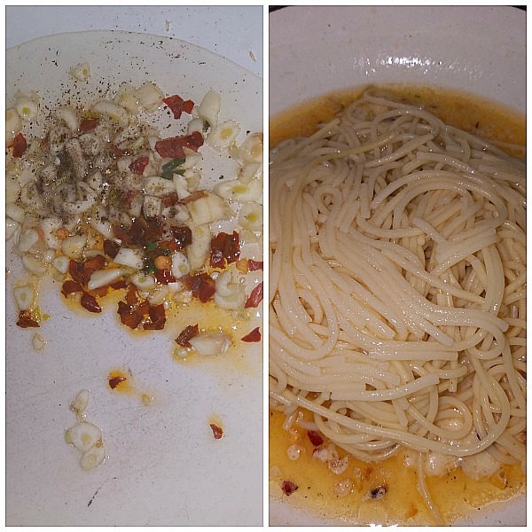 Step by Step Pictures of how to make Spaghetti Aglio e Olio