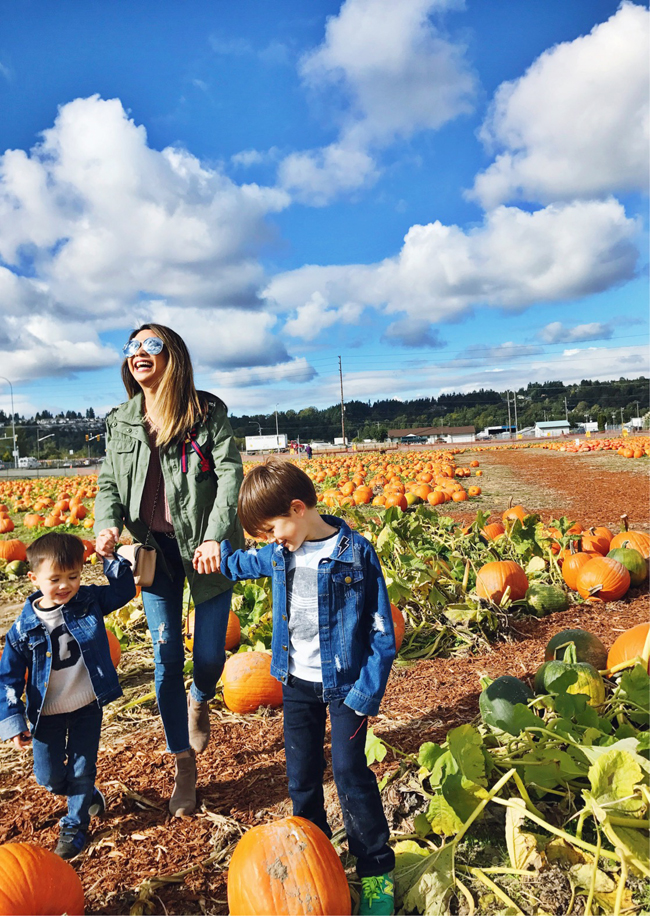 Seattle Pumpkin Farm Mommy and Son Fall Photoshoot, Fall Style at Pumpkin Farm