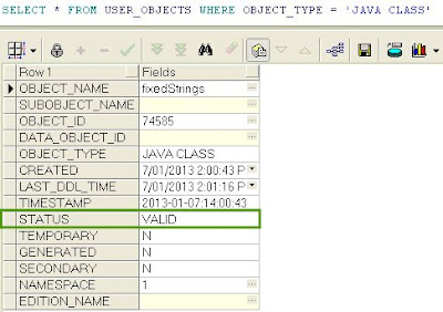 Check Java Procedure Load in Oracle Database - Output of the SQL Query