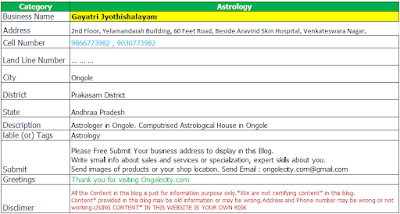 Gayatri Jyothishalayam Astrologer in Ongole. Computrised Astrological House in Ongole