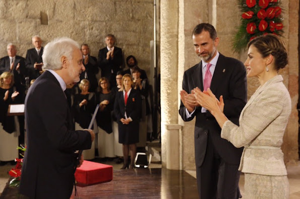 King Felipe of Spain and Queen Letizia of Spain attended the "Principe de Viana" 2015 award ceremony at San Salvador de Leyre (Navarra) Monastery