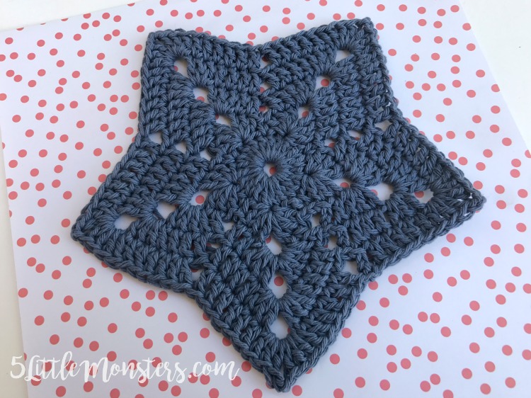 5 Little Monsters Crocheted Star Dishcloth