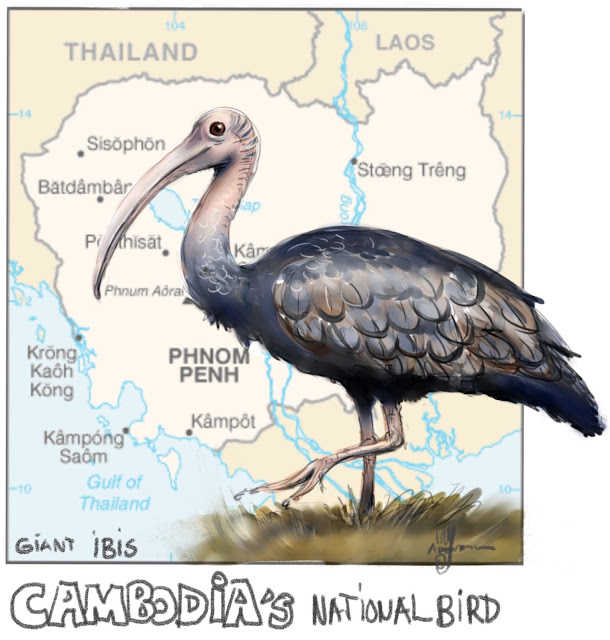 Cambodia’s national bird Painting by Ulf Artmagenta
